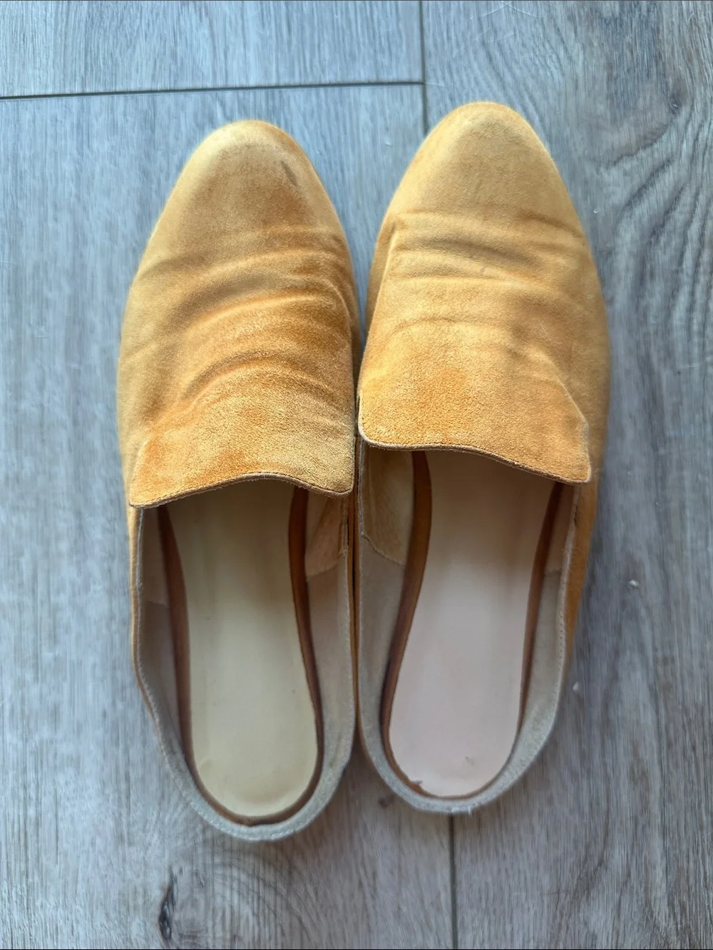 Suede Slip-On Loafers in Mustard Yellow - Women's Casual Flats